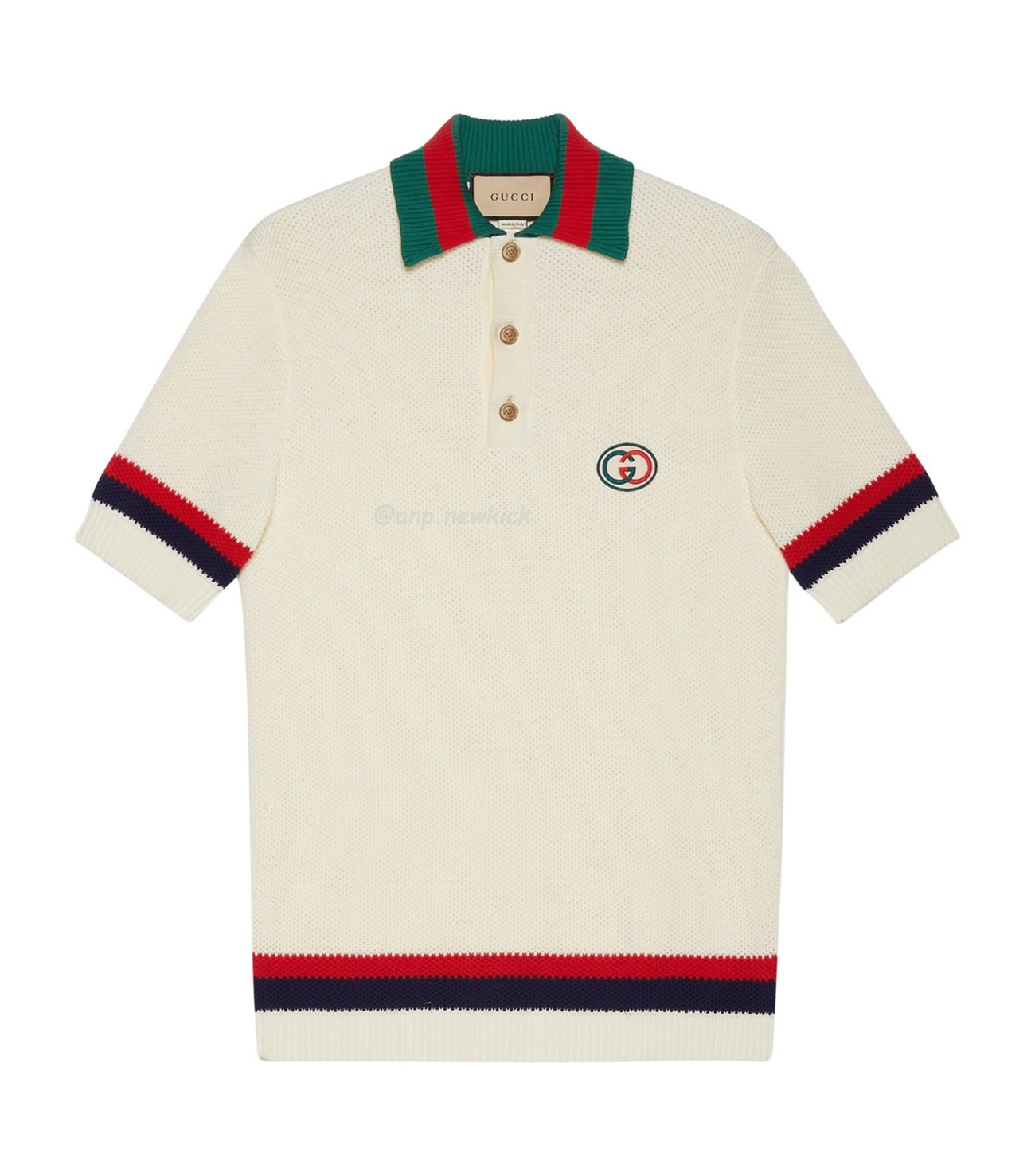 Gucci Logo Appliqued Striped Cotton Polo Shirt (1) - www.newkick.org